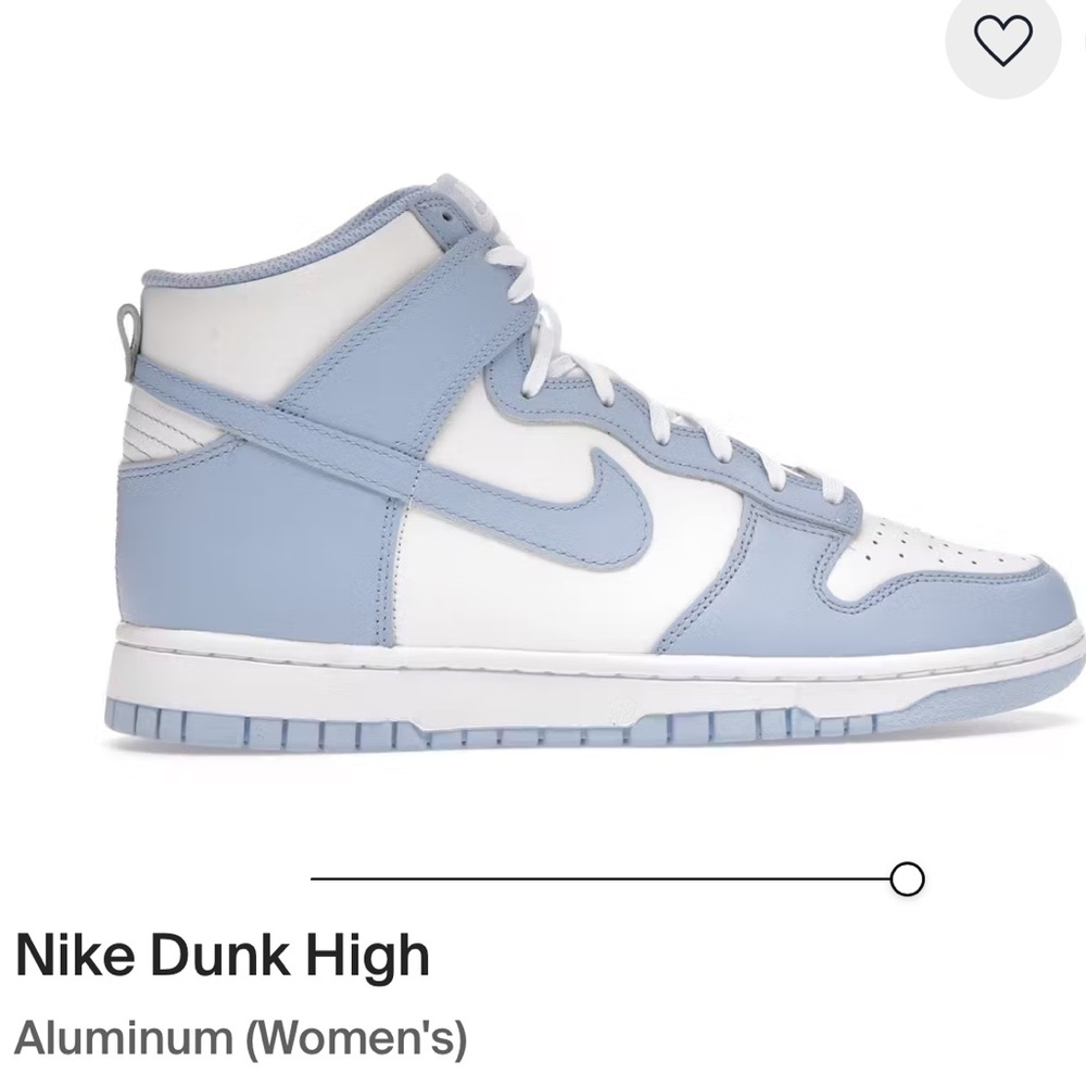 Nike Dunk High size 8 White Aluminum light blue Women's high top tennis Shoes